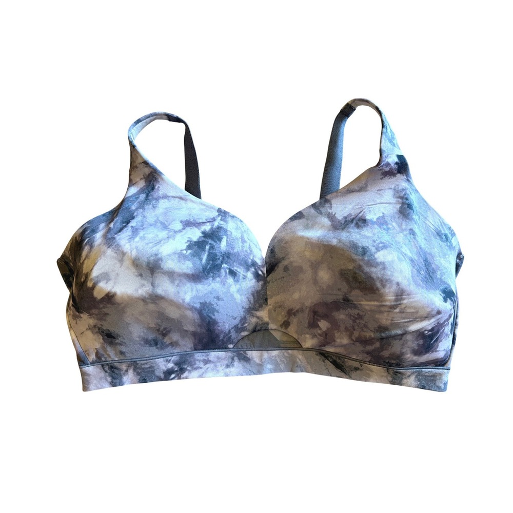 Cacique Lightly Lined No-Wire Bra 44DDD Gray Marble Tie Dye Wireless Comfort